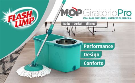 Mop Giratório Duas Águas Balde 3 litros cesto plastic MOP7504