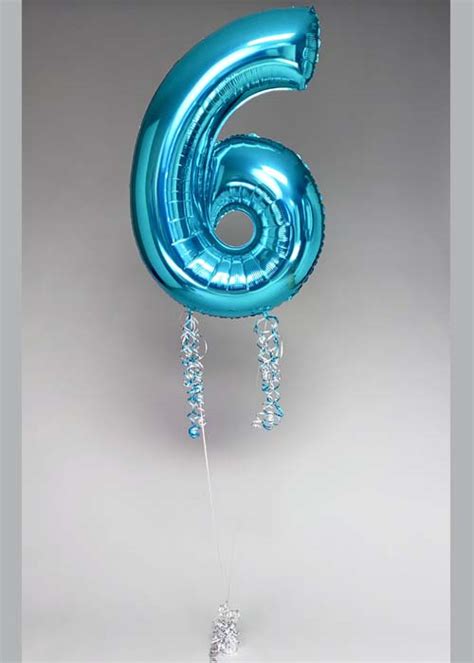 Large Tiffany Blue Number 9 Inflated Helium Balloon On Weight