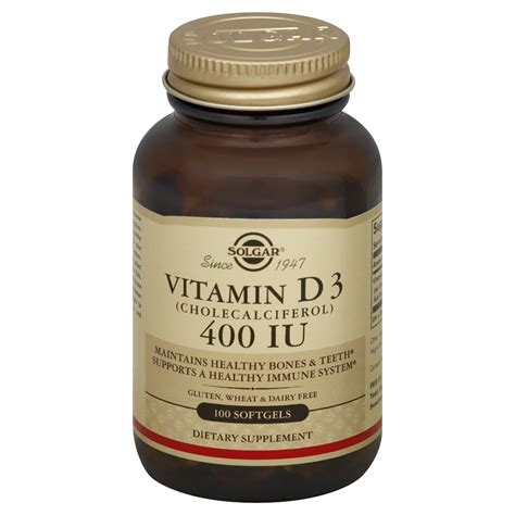 Solgar Natural Vitamin D Cholecalciferol 400 IU Softgels 100 Softgels