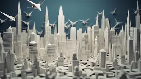 Premium Ai Image A Group Of Paper Airplanes Flying Over A City