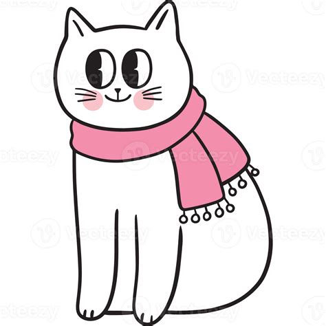 Cartoon Cute Funny Cat In Winter Element 33886052 Png