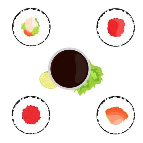 Vector De Conjunto De Sushi Dibujado A Mano Vector Premium