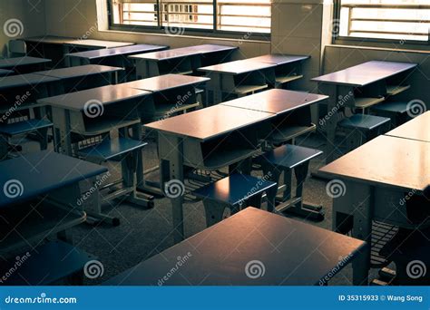 Classroom Desks Arranged In Neat Rows Stock Image Image Of Group