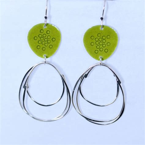 Flotsam Earrings With Loops In Spring Green Caroline Finlay