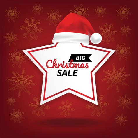 Christmas Sale Star Price Tag Template Red Background Vector