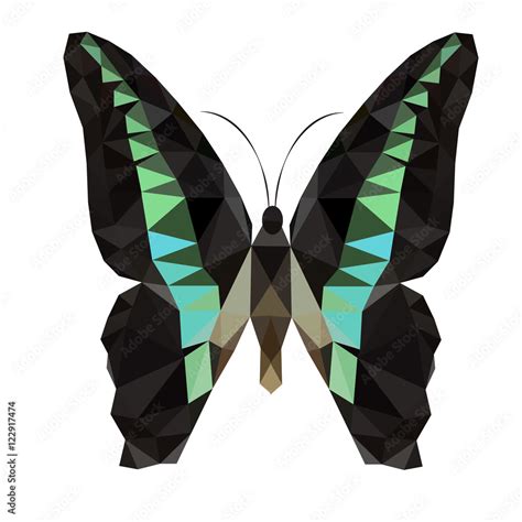 vector low poly Monarch butterfly on white background Stock Vector