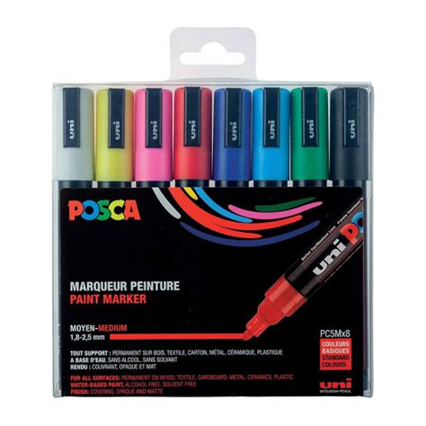 Pochette De 8 Marqueurs Posca Pc 1mc Pointe Extra Fine Conique