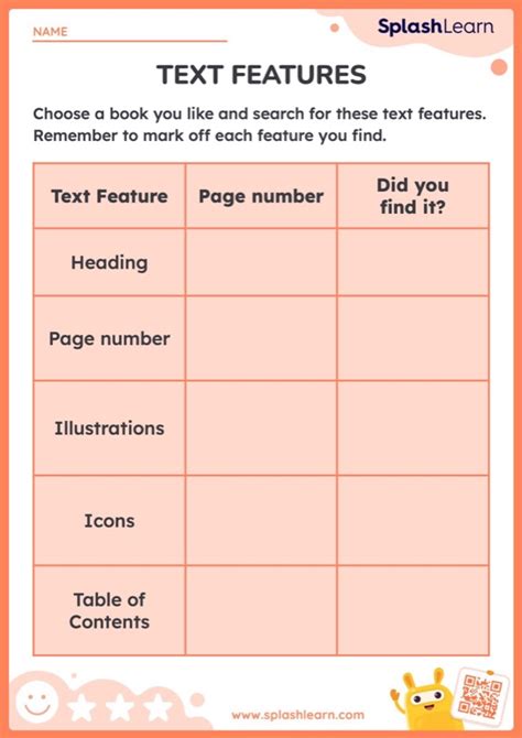 Hunting For Text Features Worksheet