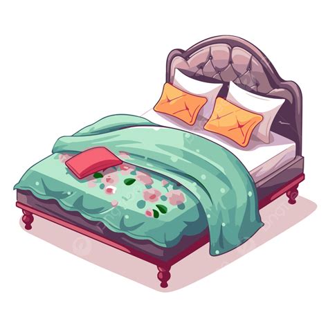 Arrume Sua Cama Vetor Png Adesivo Clipart Cama Azul Com Flores