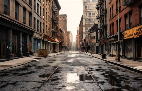 Calle De La Ciudad Vac A Con Edificios Altos En El Fondo Foto Premium