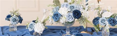 Amazon Ling S Moment Artificial Rose Flowers 50pcs Blue Ombre Foam