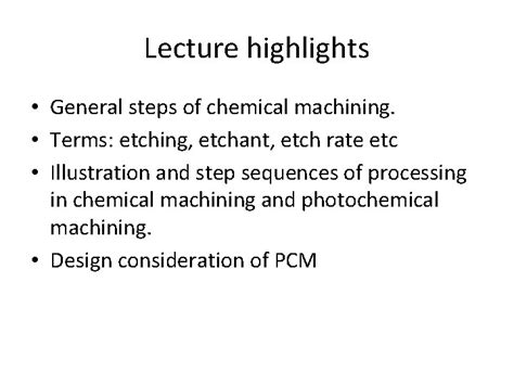 Chemical Machining Chm Introduction In Chm Material