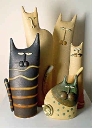 Кошки в интерьере (6) | Clay ceramics, Pottery animals, Ceramic animals