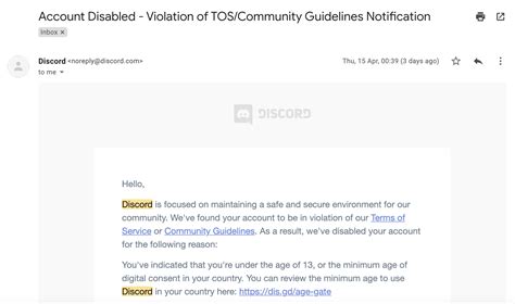 My Account Has Been Disabled Discord