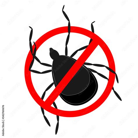 Stop Mosquito Sign Ticks Caution Icon Vector Image Of Tick Silhouette