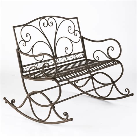 The Lakeside Collection Outdoor Wrought Iron Bench - Rust Brown ...