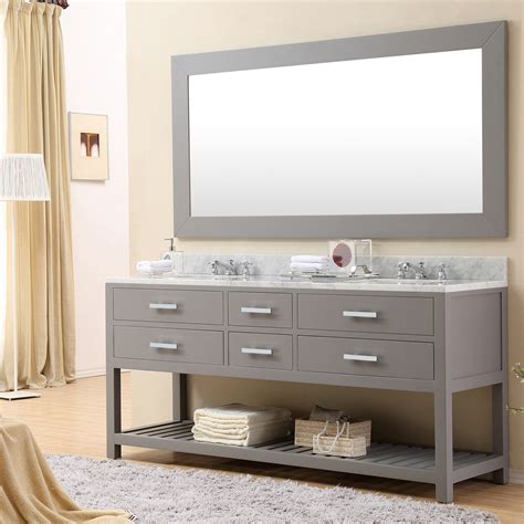 72 Inch Gray Finish Double Sink Bathroom Vanity One Mirror