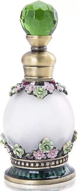 PERFUME BOTTLE REFILLABLE Vintage Style Jeweled Crystal Vial Empty