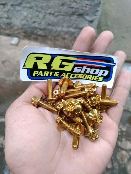 Jual Baut Probolt Big Head Gold Flower X Drat Panjang Mm Harga