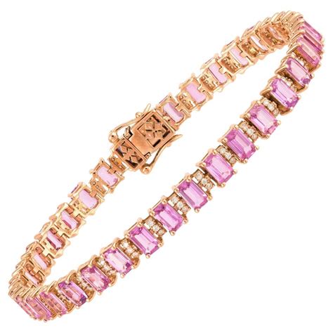 Nwt 12 500 18kt Fancy Large Glittering Fancy Pink Sapphire Diamond Bracelet For Sale At 1stdibs