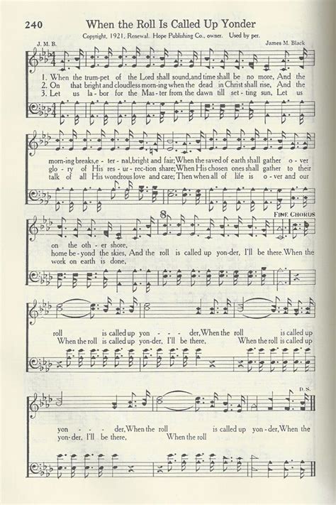 When The Roll Is Called Up Yonder Hymn Sheet Music Hymns Lyrics Hymn Music