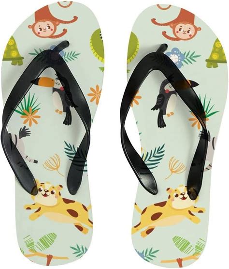 Gzhjmy Flip Flops Slippers Tropical Animal Zebra Flamingo Elephant For