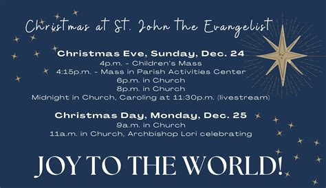 Christmas Day Mass Schedule — St John The Evangelist