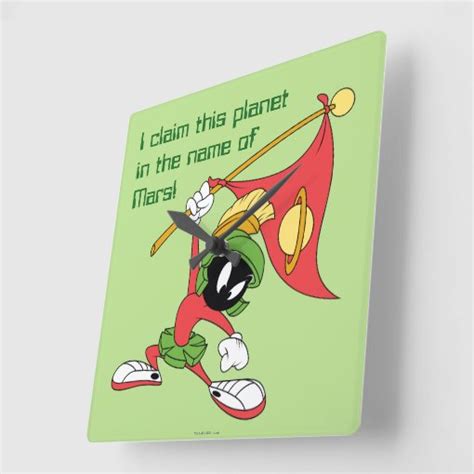 Marvin The Martian Claiming Planet Square Wall Clock Zazzle