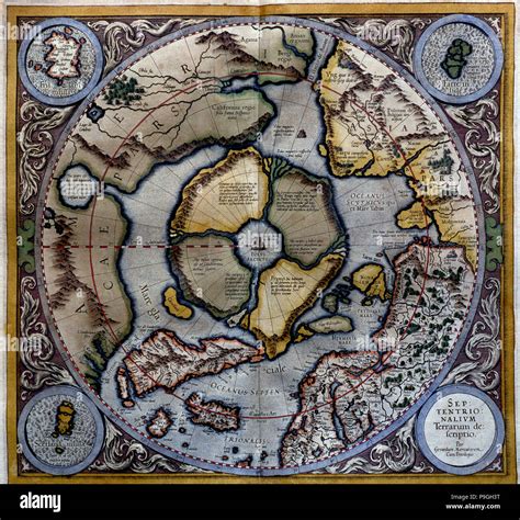 Atlas Of Gerardus Mercator 1595 Map Of The Arctic To The North Pole