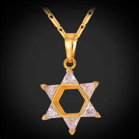 Jewish Jewelry Crystal Star Of David Necklace Pendant For Women Gold