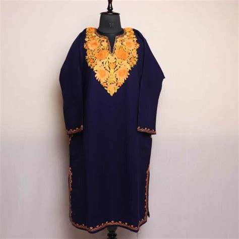 Kashmiri Pheran Dress Blue Shahindah Cashmilon With Aari Embroidery