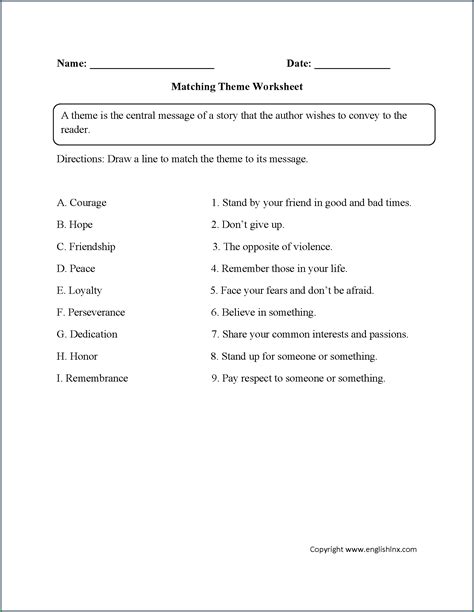 Identify Theme Worksheet Printable Word Searches