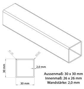 Edelstahl Vierkantrohr 30 X 30 X 2 0 Mm Geschliffen