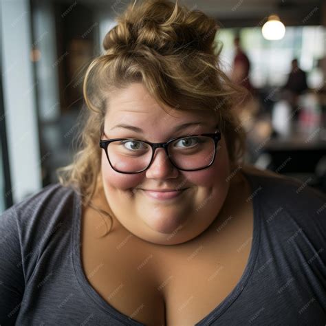 Premium Ai Image A Woman With Glasses And A Big Fat Face