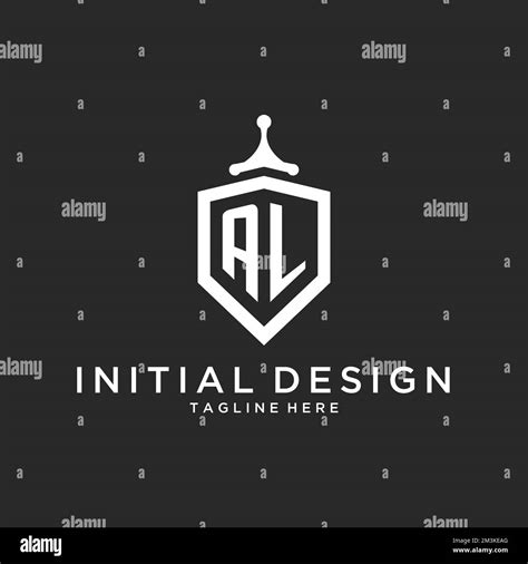 Al Monogram Logo Initial With Shield Guard Shape Design Ideas Stock