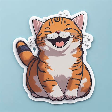 Premium Vector A Happy Cat Sticker Illustration