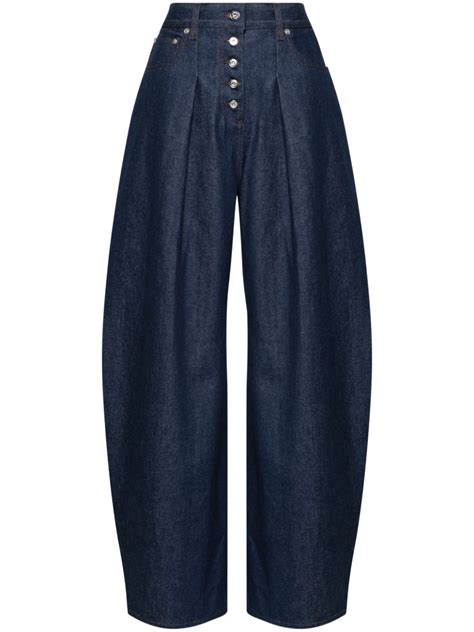 Jacquemus Le De Nimes Ovalo Mid Rise Wide Leg Jeans Blue FARFETCH