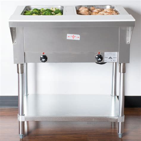 Advance Tabco SW 2E 240 Two Pan Electric Hot Food Table With Undershelf Sealed Well 208 240V
