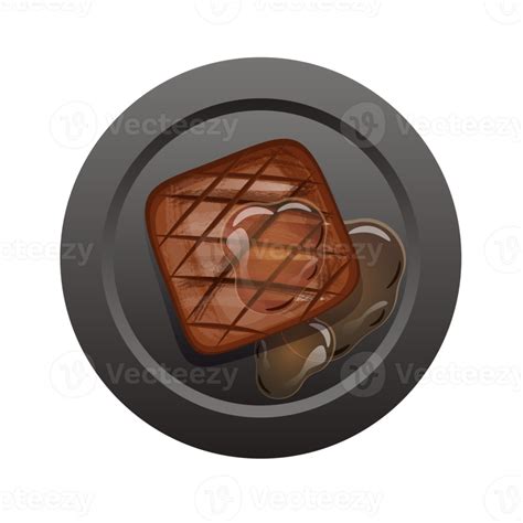 Juicy Tasty Steak On A Black Plate 20523131 Png