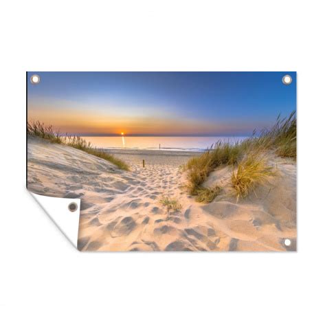 Tuinposter Duin Zonsondergang Horizon Strand Gras Liggend