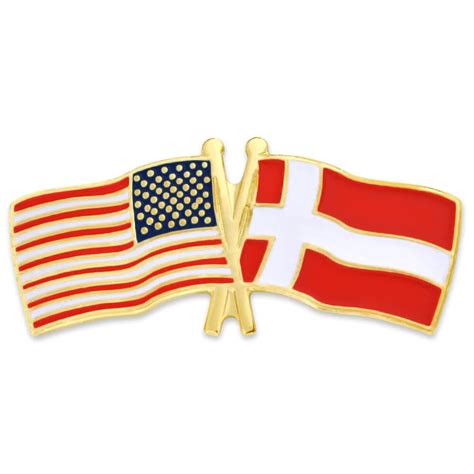 Pinmart S Usa And Denmark Crossed Friendship Flag Enamel Lapel Pin