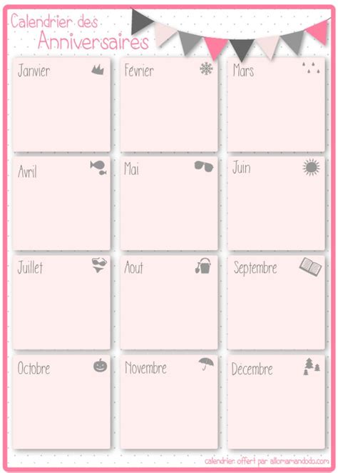 Fiches à imprimer pour ne plus oublier les anniversaires Allo Maman