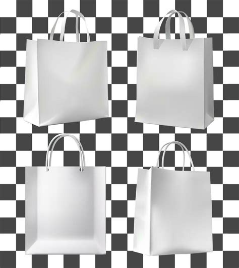 Blank Shopper Eco Bag Mockup Fabric Canvas Bag Isolated Vector