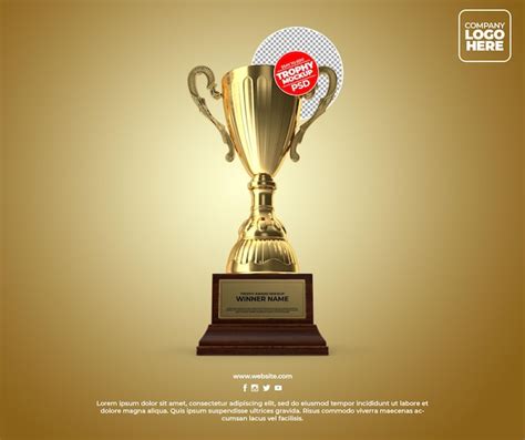 Premium Psd Realistic Golden Trophy Award Mockup Design With