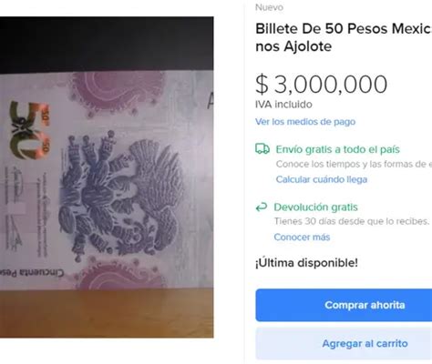 Venden Nuevo Billete De 50 Pesos Hasta En 3 Millones De Pesos Dinero