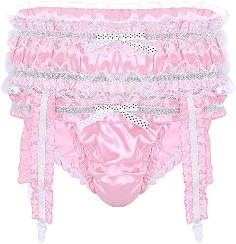 CHICTRY Homme Culottes Lingerie Brillant Stretchy Satin Volants Doublés