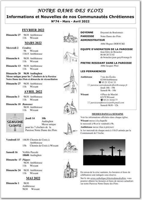 Horaires Des Messes De La Paroisse