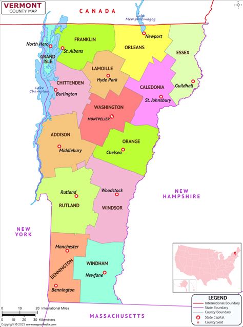 Vermont Map | Map of Vermont (VT) State With County