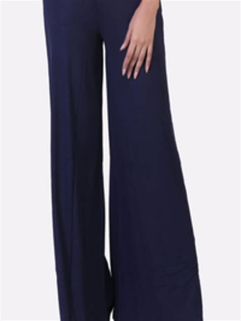 Buy Laasa Sports Women Navy Blue Knitted Palazzos Palazzos For Women