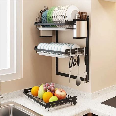 New 304 Stainless Steel Kitchen Wall Mount Kitchen Organizer Dish Plate